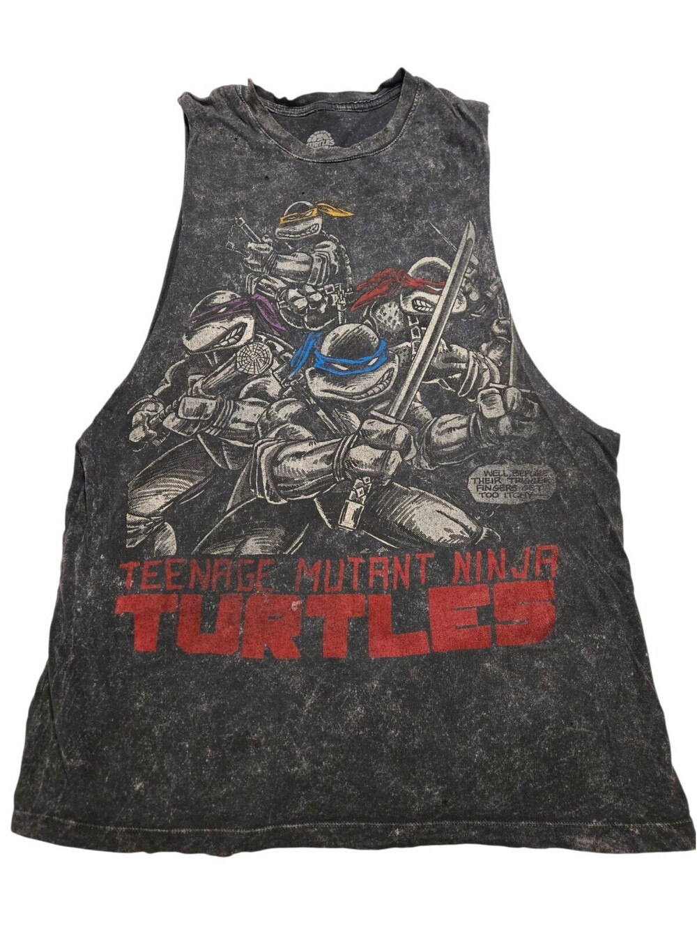 VTG TMNT Teenage Mutant Ninja Turtles Muscle Tank Top Graphic Tee Acid Wash